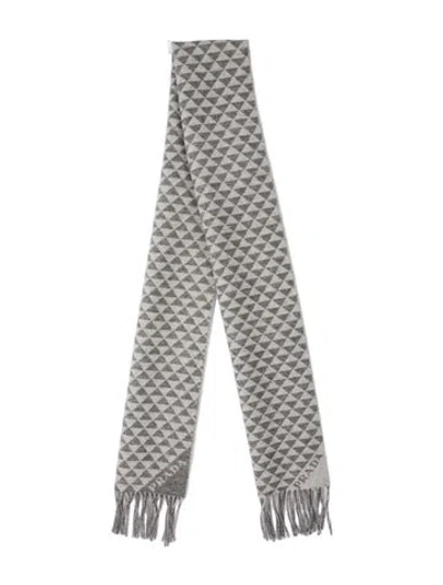 Pre-owned Prada Wool Printed Scarf W/ Tags In Grey
