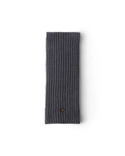 Prada Wool Scarf In Slate Gray