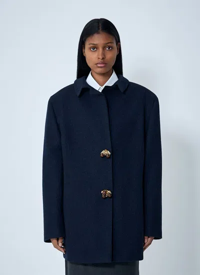 Prada Wool Shetland Blazer In Blue