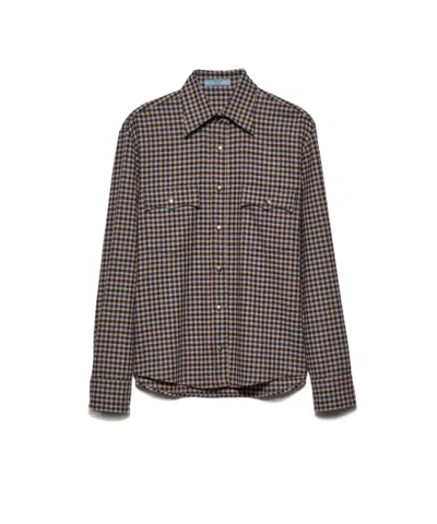PRADA PRADA BUTTON-UP CHECKED SHIRT