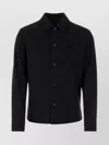 Prada Wool Shirt With Hemline Slits And Pointed Collar In Black