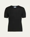 Prada Wool Short-sleeve Sweater In Nero