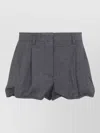 Prada Wool Shorts Belt Loops Back Pocket Pleats In Gray