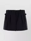 Prada Wool Shorts With Pleated Design And Belt Loops In Black