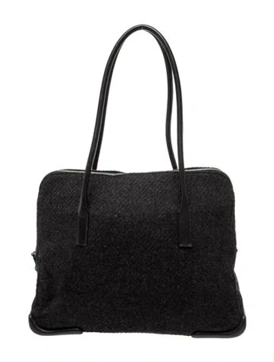 Pre-owned Prada Wool Shoulder Bag In Black