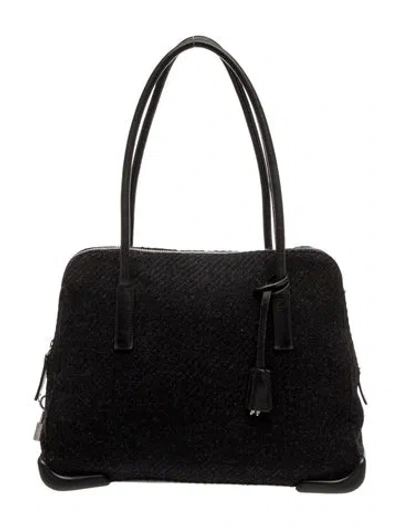 Pre-owned Prada Wool Shoulder Bag Vintage In Black