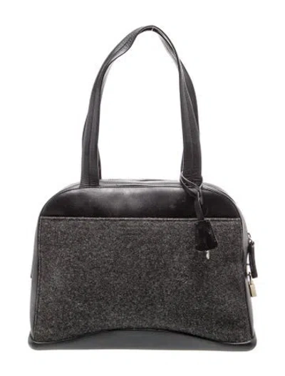 Pre-owned Prada Wool Shoulder Bag Vintage In Grey