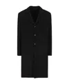 Prada Single-breasted Suede Coat In Black
