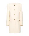 Prada Single-breasted Tricotine Coat In Nude
