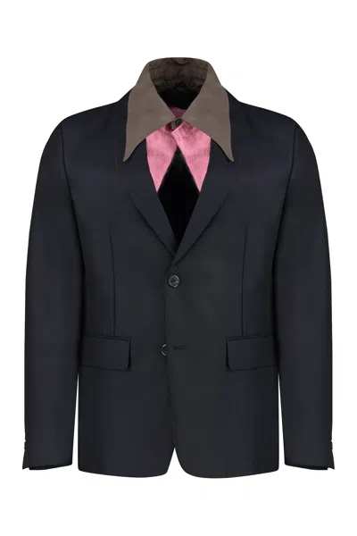 Prada Wool Single-breasted Jacket In Black