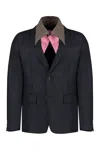 Prada Wool Single-breasted Jacket In Blue