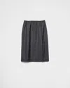 Prada Wool Check Midi Skirt In Anthracite Gray