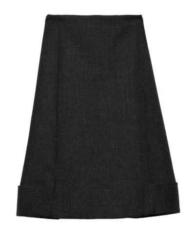 PRADA PRADA HIGH-WAIST TURN-UP HEM SKIRT
