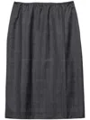 Prada Wool Check Midi Skirt In Grey