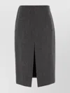 Prada Wool Skirt With Back Seam Detail In Gray