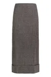 Prada Wool Long Skirt In Gray