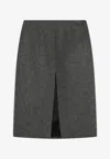 Prada Wool Skirt With Front Slit In Gray