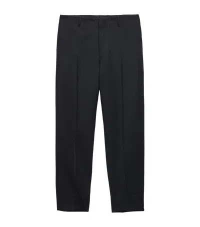 Prada Wool Slim Tailored Trousers In Blue