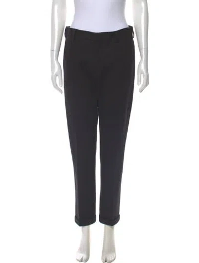 Pre-owned Prada Wool Straight Leg Pants In Black