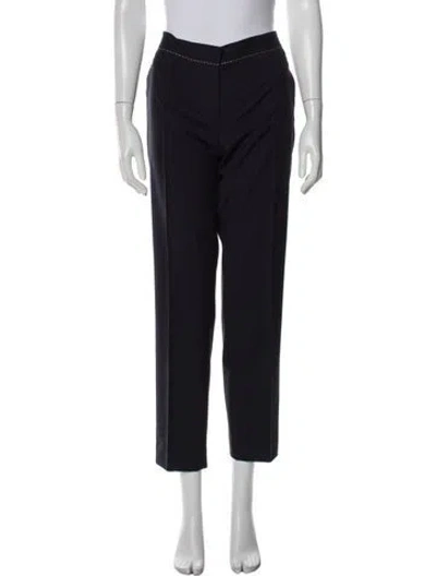 Pre-owned Prada Wool Straight Leg Pants In Blue