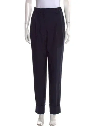 Pre-owned Prada Wool Straight Leg Pants In Blue