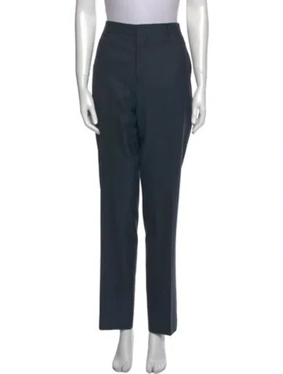 Pre-owned Prada Wool Straight Leg Pants In Gray