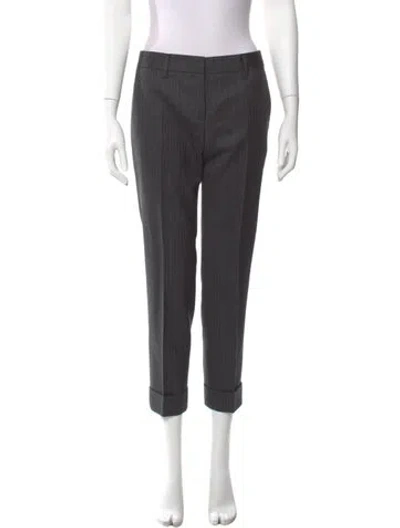Pre-owned Prada Wool Straight Leg Pants In Gray