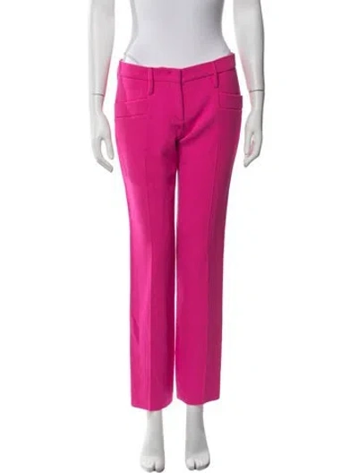 Pre-owned Prada Wool Straight Leg Pants In Pink