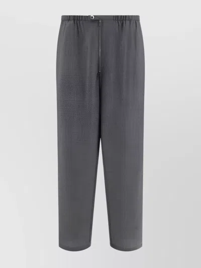 Prada Wool Straight Leg Trousers With Adjustable Ankles In Gray