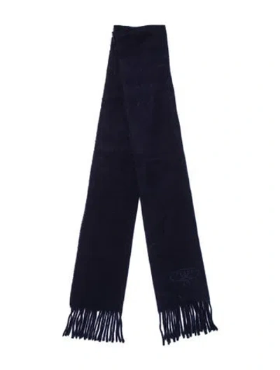 Pre-owned Prada Wool Striped Scarf In Blue