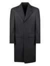 Prada Tailored Grey Coat With Notched Lapel In Gray