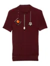 Prada Openwork Motif Wool Sweater With Pendants In Burgundy