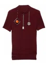 Prada Short-sleeved Wool Sweater With Pendants In Brown