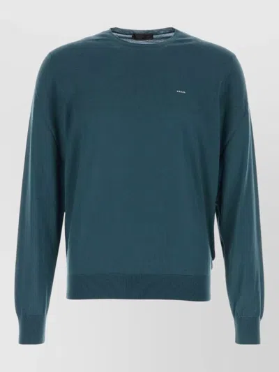 Prada Wool Sweater Long Sleeves Crew Neck In Green