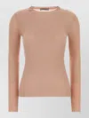 Prada Wool Sweater Long Sleeves Crew Neck Ribbed In Pink