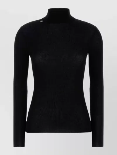 Prada Wool Sweater Long Sleeves High Neck In Black