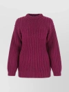 PRADA WOOL SWEATER WITH HIGH NECK AND CABLE KNIT TEXTURE