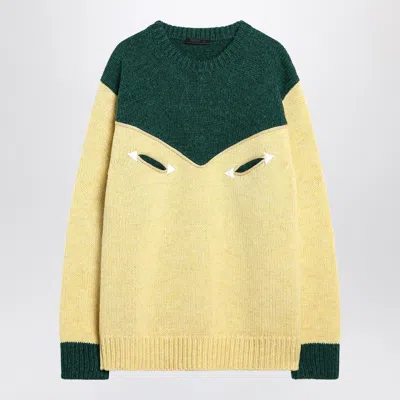Prada Wool Sweater With Refined Contrast Trim In Multi
