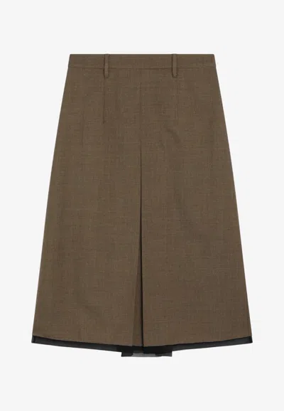 Prada Wool Tailored Skirt In Brown