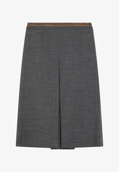 Prada Wool Tailored Skirt In Gray