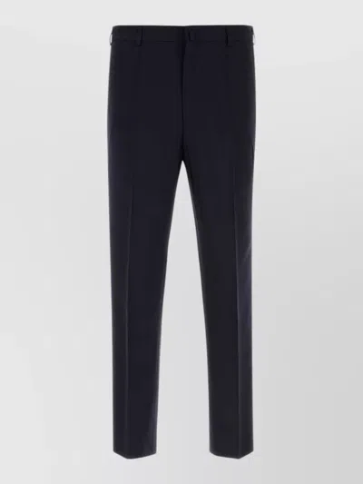 Prada Wool Tailored Trousers Belt Loops Pockets In Blue