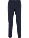 Prada Rear Logo-patch Tailored Trousers In Blue
