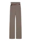 Prada Wool Pants With Printed Belt In Nude & Neutrals