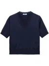 Prada Womens Blue V-neck Short-sleeve Knitted Wool Jumper In 蓝色