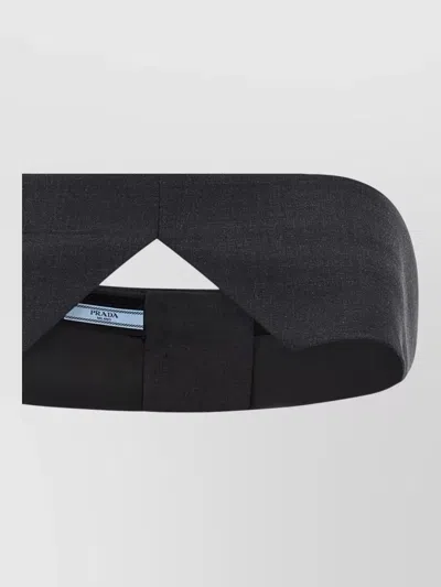 Prada Wool Top Off Shoulder Cropped Cutout In Black