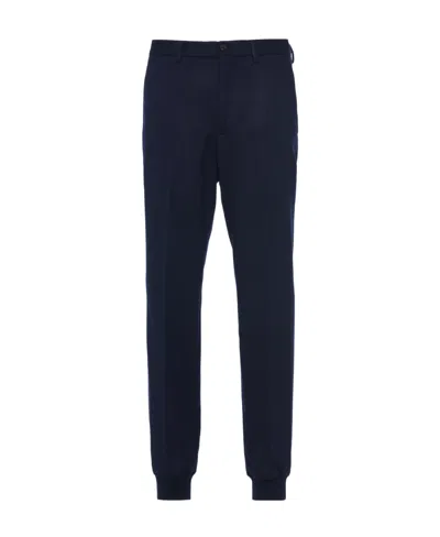 Prada Wool Track Pants In Navy Blue