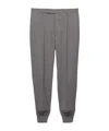 Prada Mens Grey Logo-embroidered Tapered-leg Wool Jogging Bottoms