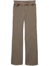 Prada Wool Pants With Printed Belt In Neutrals