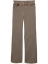 Prada Wool Pants With Printed Belt In Neutrals