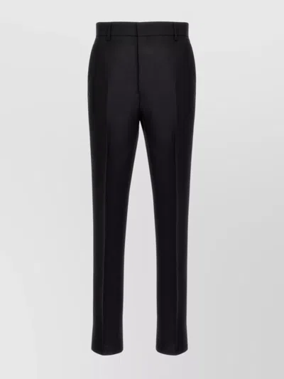 Prada Wool Trousers With Back Pockets And Belt Loops In Black